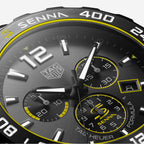 TAG Heuer Formula 1 Chronograph Black x Senna, 43 mm, aço em bracelete de couro