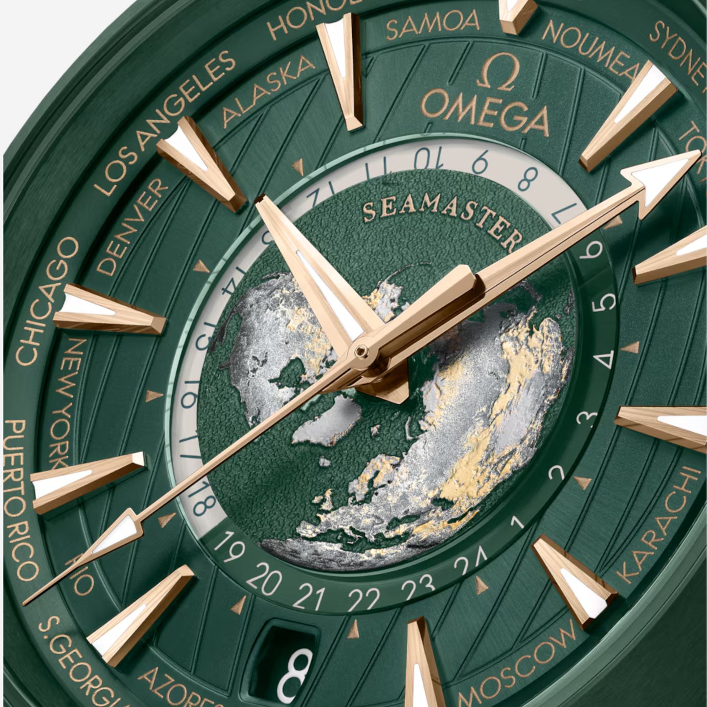 Seamaster Aqua Terra Worldtimer 150M Rio 43mm aço com bracelete de borracha